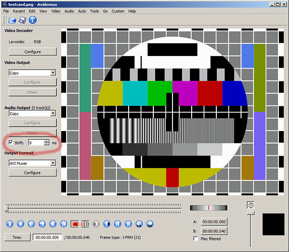 Avidemux video editor, shift sound-track ringed in red.png