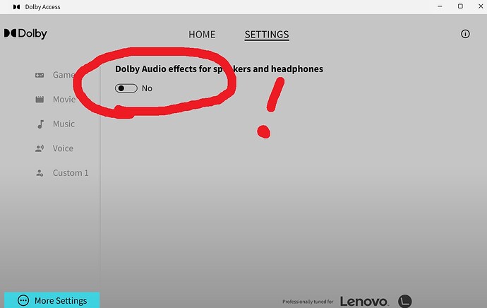 Dolby Access - Headphone Effect Toggle