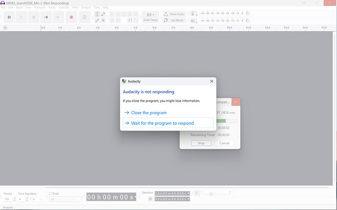 Audacity Not Responding