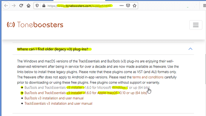 ToneBooster's Legacy v3 plugins-y