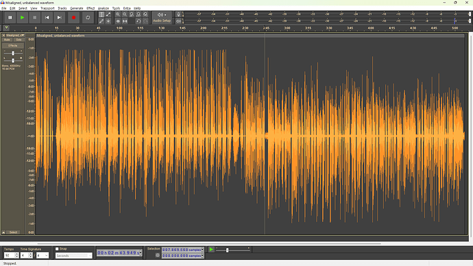 Misaligned, unbalanced Waveform