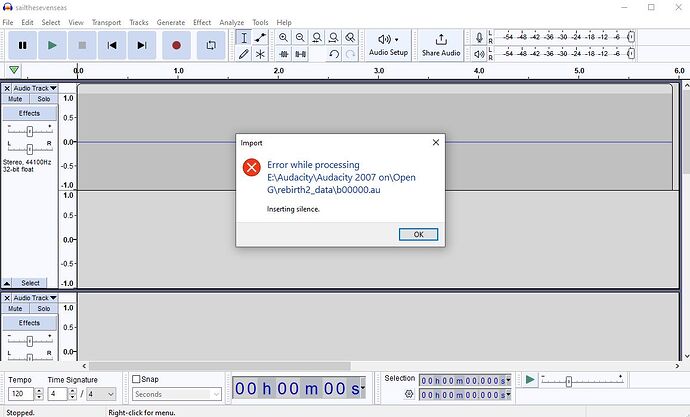 Audacity error