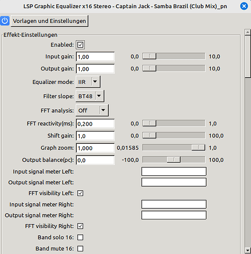 LSP 16 Band Stereo EQ spartanical GUI in Audacity