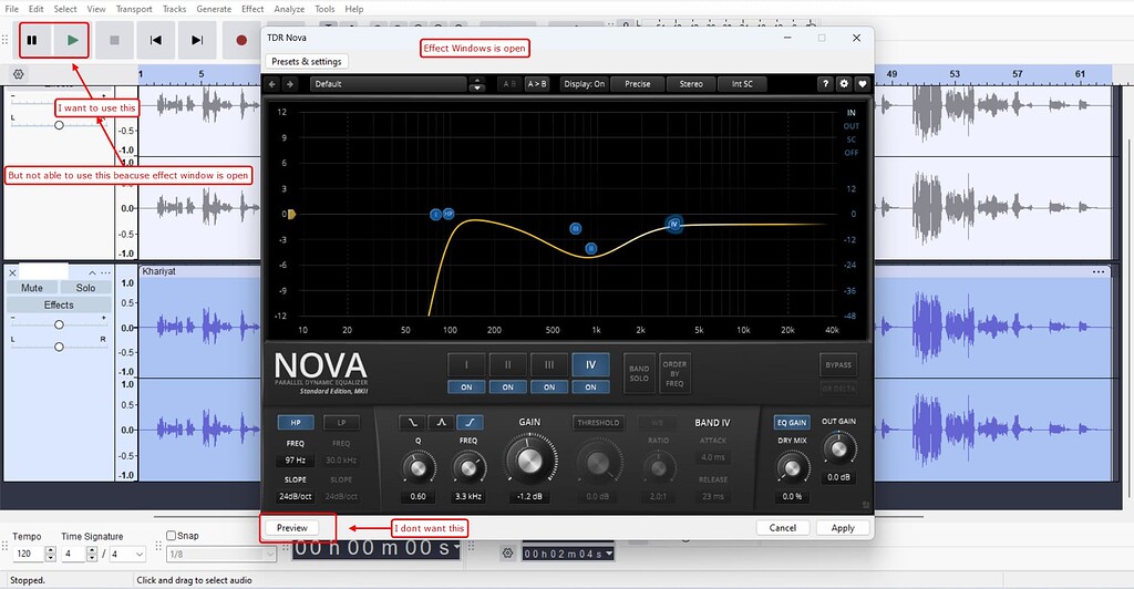 Not able to use play and pause button or the control buttons - Audacity ...