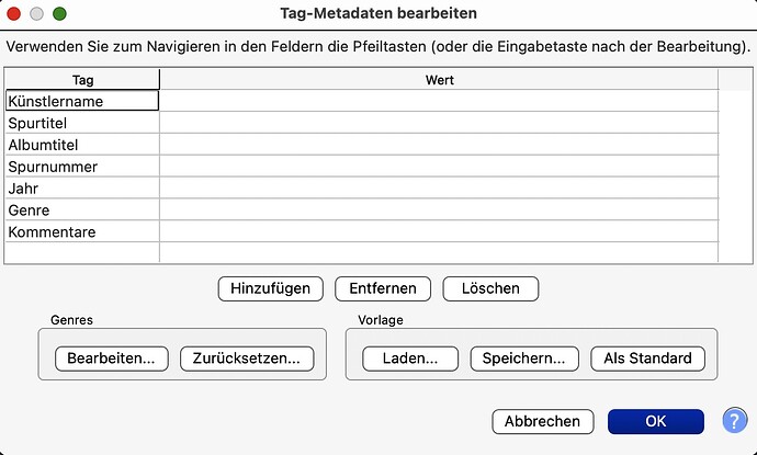 Metadata-dialog
