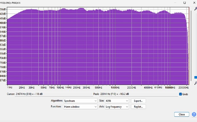 Audacity - White Noise - Spectrum after Dolby Access Effects Disabled - YES!!!