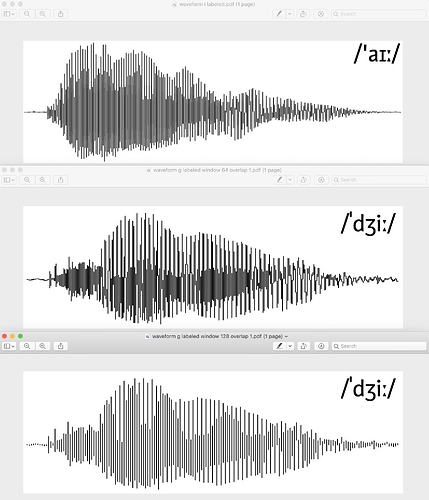 waveform barplots - audacity (top) vs my method