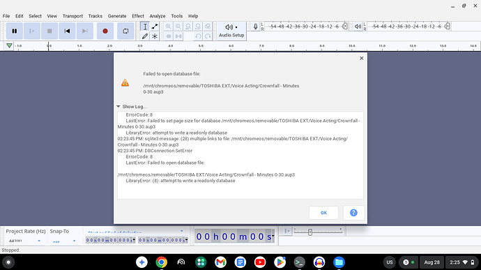 Audacity Error Screenshot 2025-08-28 2.25.13 PM