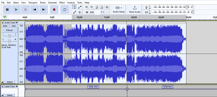 Audacity track one overlapping side two