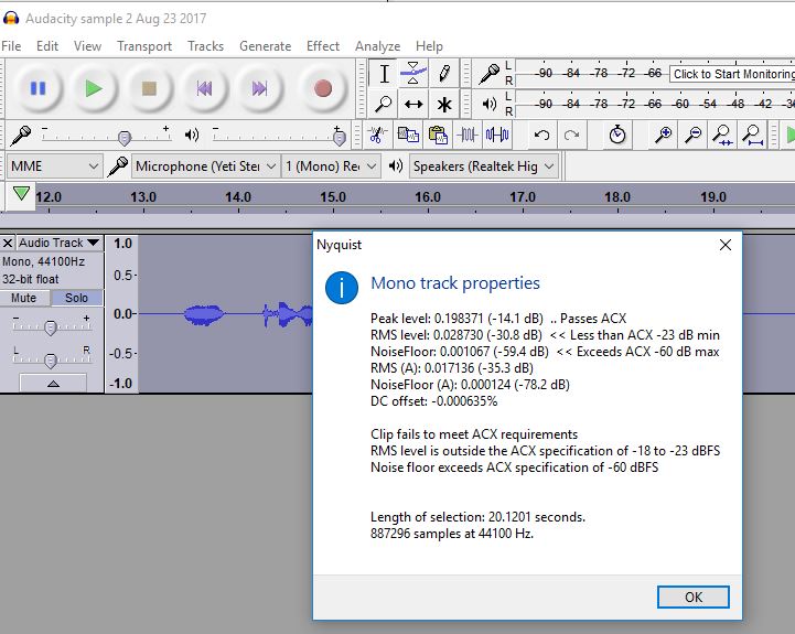 Having a problem with ACX RMS spec - Audiobook Production - Audacity Forum