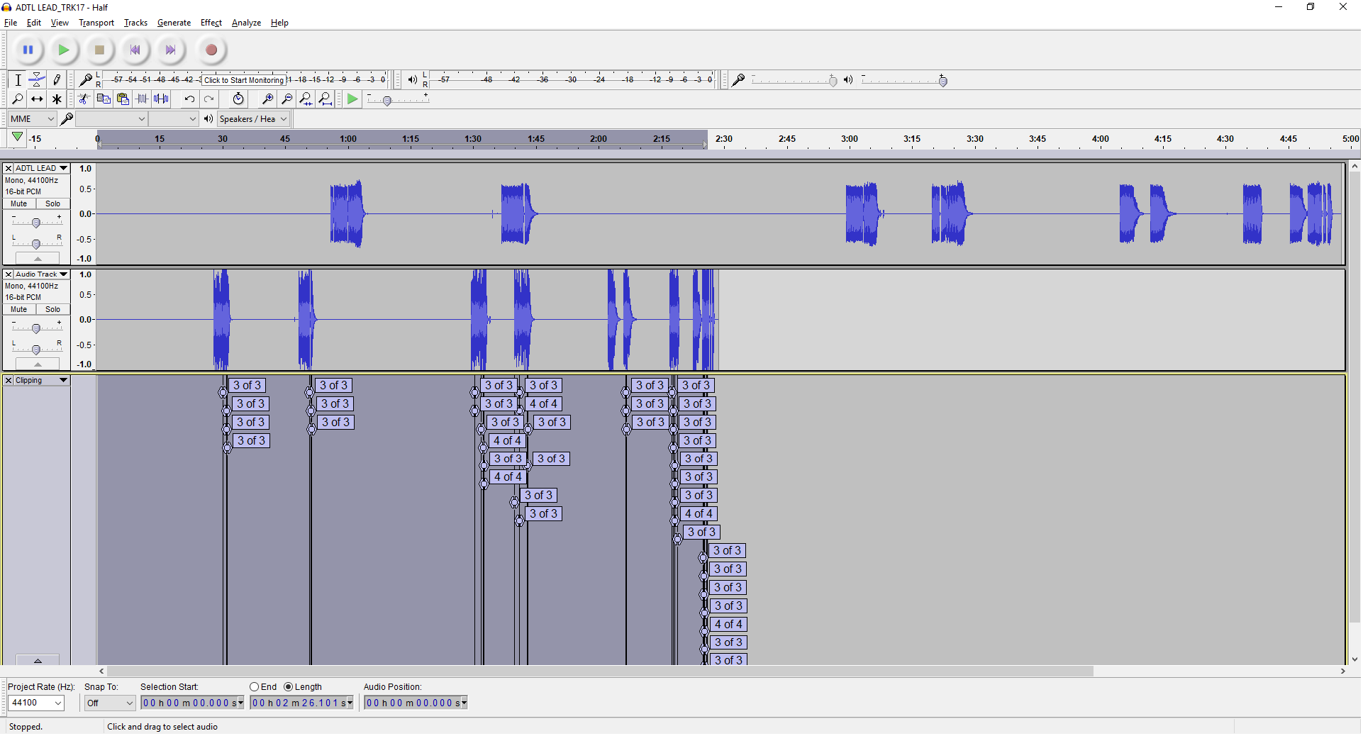 Audacity screen shot - Volume increase and clipping with Change Tempo effect.png