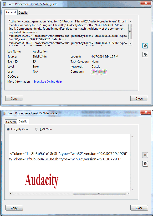 side-by-side configuration Event log.gif