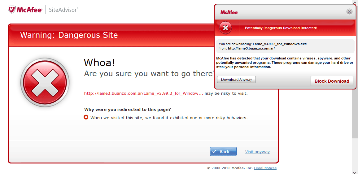 Lame mp3 download page - Virus warning from McAfee - Windows - Audacity  Forum