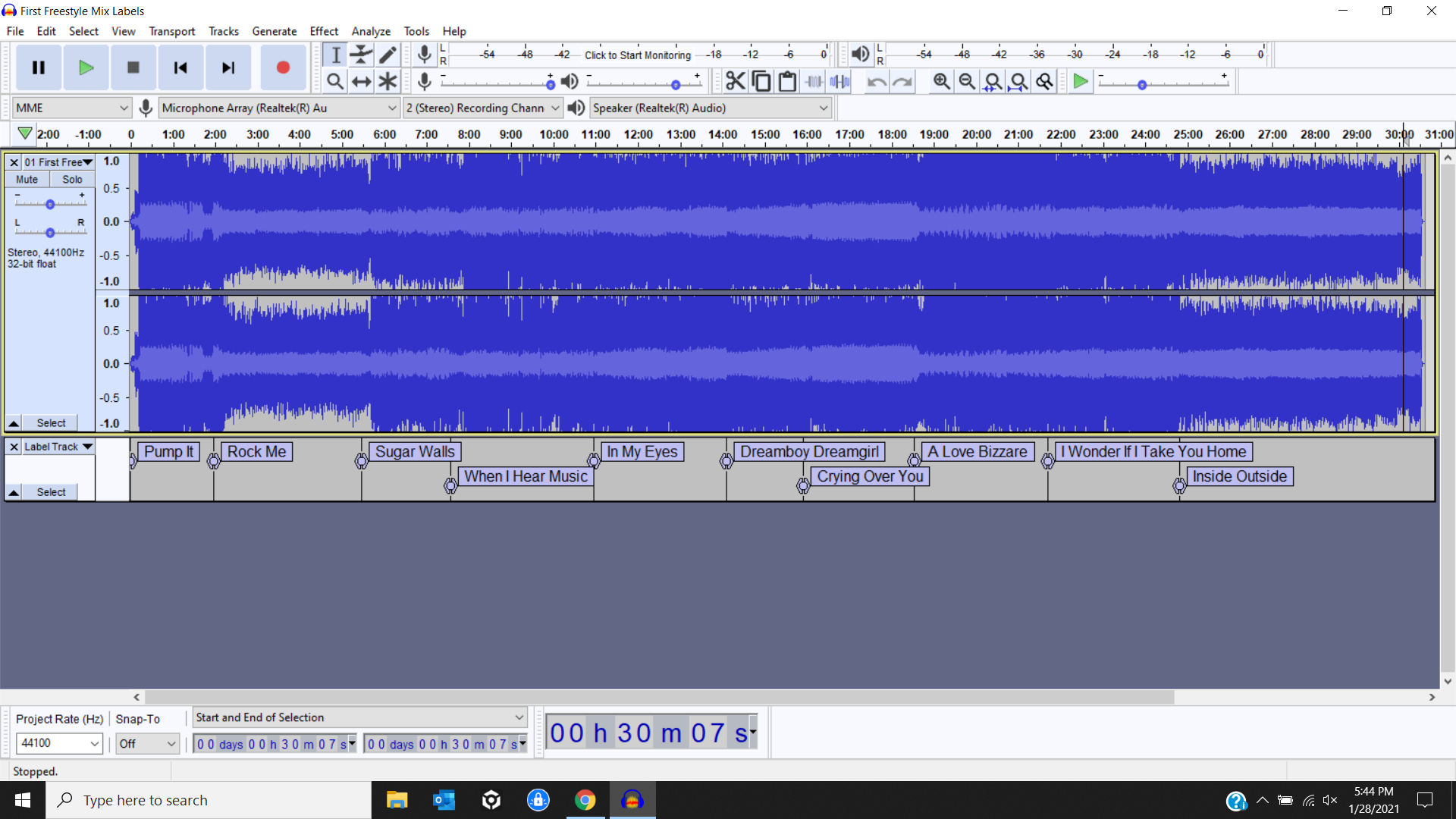 DJ Mix Labels Windows Audacity Forum