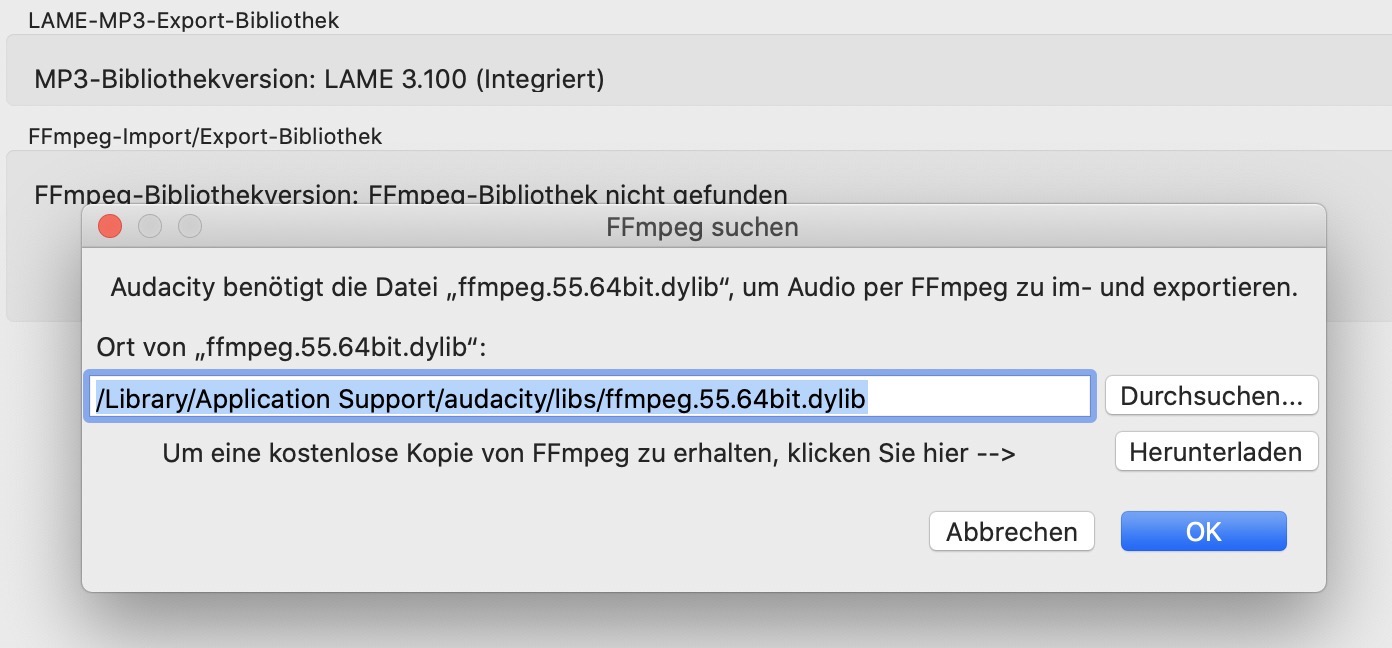 MacOS 10.15.7 FFmpeg library installed but not found - macOS - Audacity  Forum