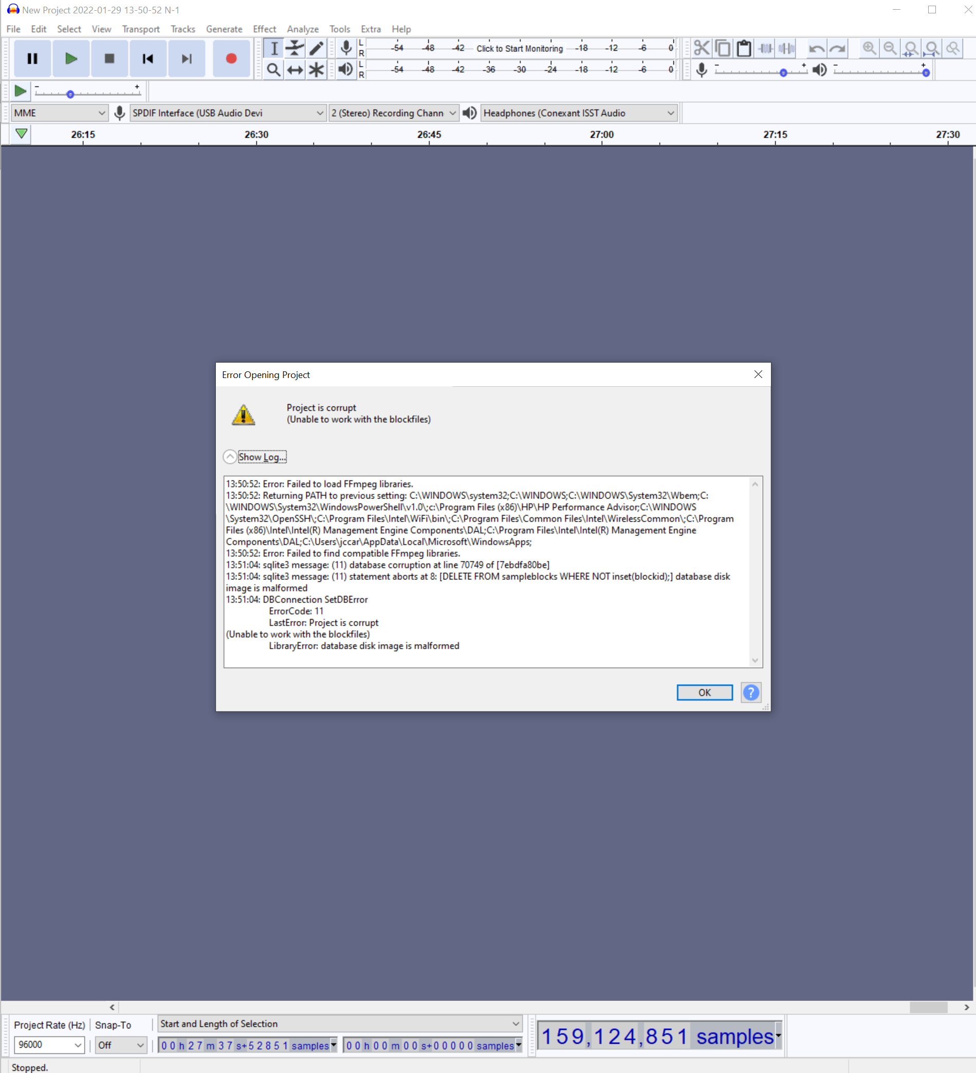Project Crash - Windows - Audacity Forum