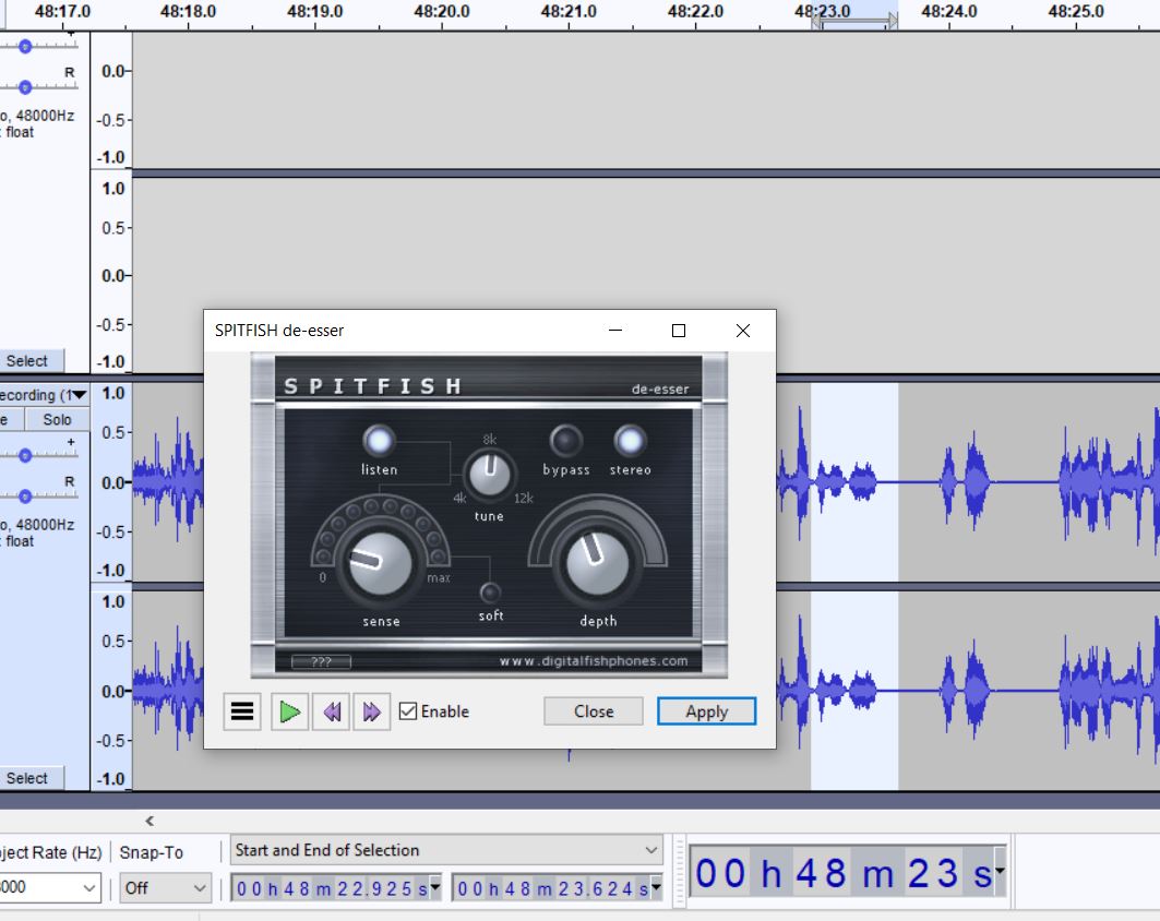Spitfish de esser plugin working good? but too good Windows Audacity Forum