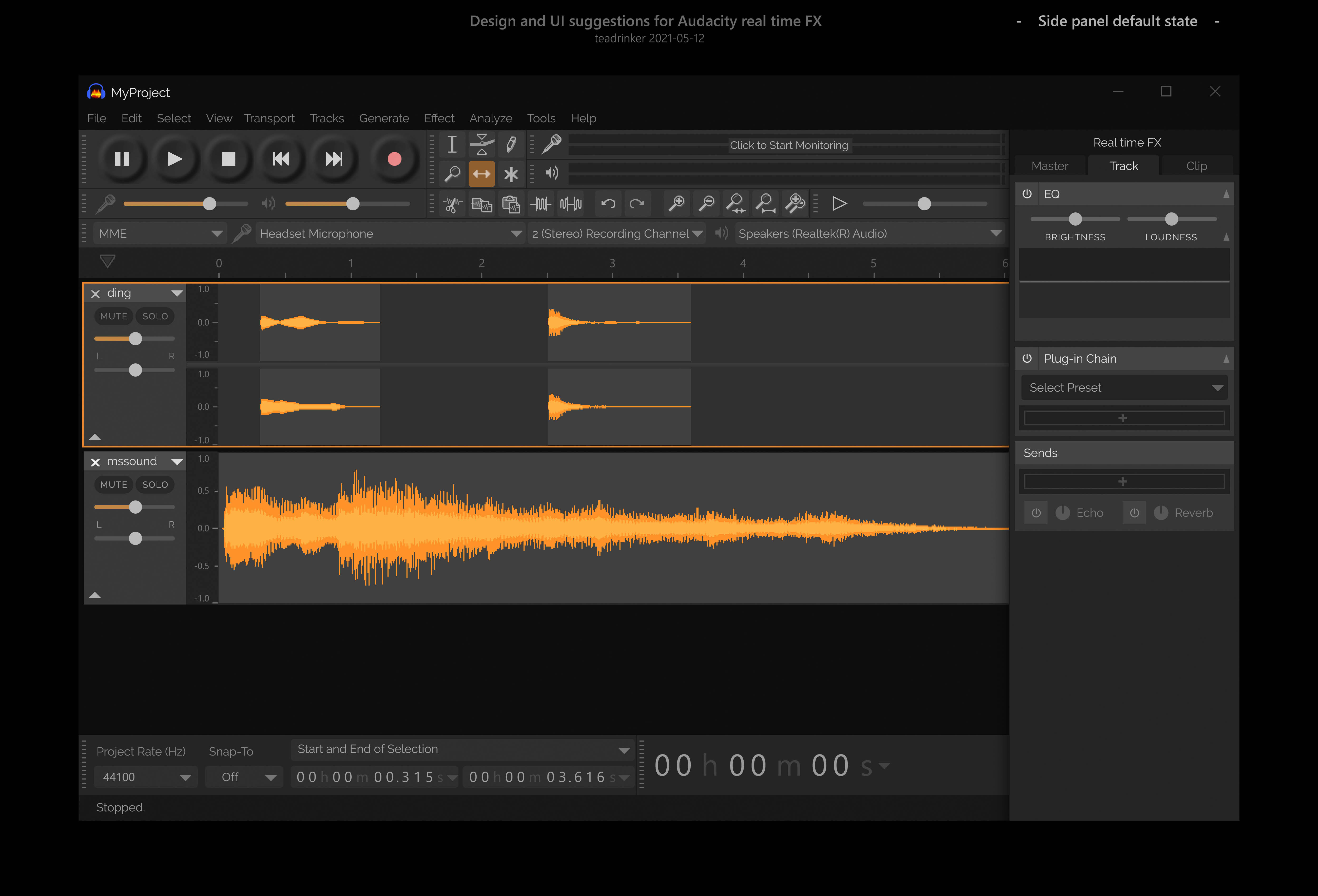 Design and UI suggestions for real time effects (and more) - Audacity 3.x  Feedback and Reviews - Audacity Forum