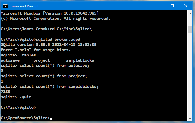 Recovering a corrupted project takes forever and windows 10 shows "not ...