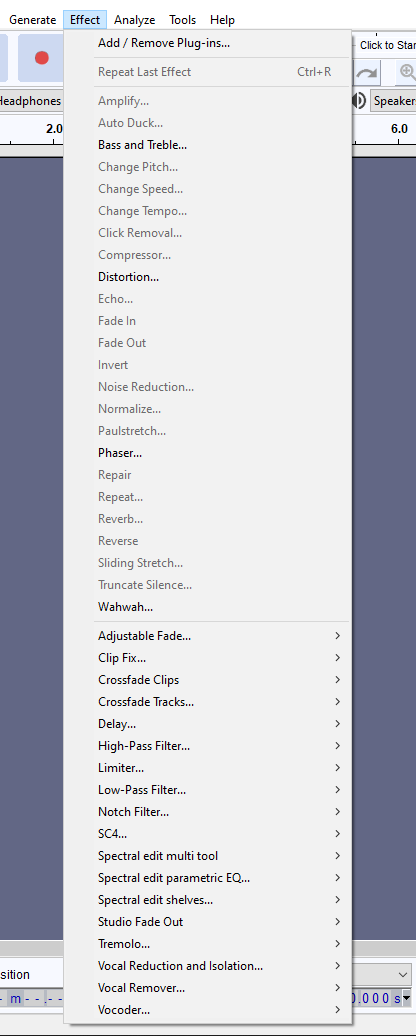 Missing Effect Items - Windows - Audacity Forum