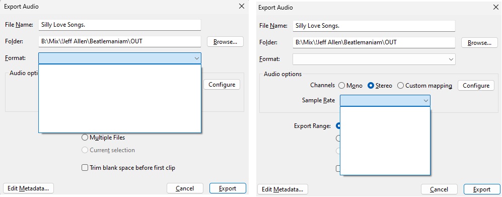 Export Audio button not working - Windows - Audacity Forum