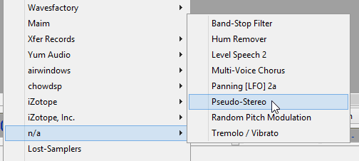 Audacity 3 - pseudostereo in NA