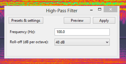 High pass 100Hz 48dB-octave