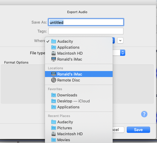 Export to project directory - macOS - Audacity Forum